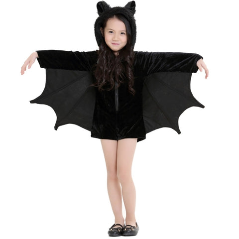 Costume di Halloween per bambini e donne Pipistrello Vampiro Abbigliamento Spettacolo teatrale Abbigliamento cosplay, Taglia:S, Busto: 82 cm, Vestiti longhi: 62 cm, Altezza consigliata: 120-135 cm, Taille: S Enfants