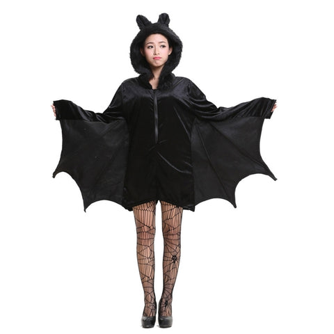 Costume di Halloween per bambini e donne Pipistrello Abbigliamento da vampiro Abbigliamento per spettacoli teatrali, Taglia:L, Busto: 94 cm, Abiti lunghi: 73 cm, Altezza consigliata: 150-160 cm, Taglia: L Adulto