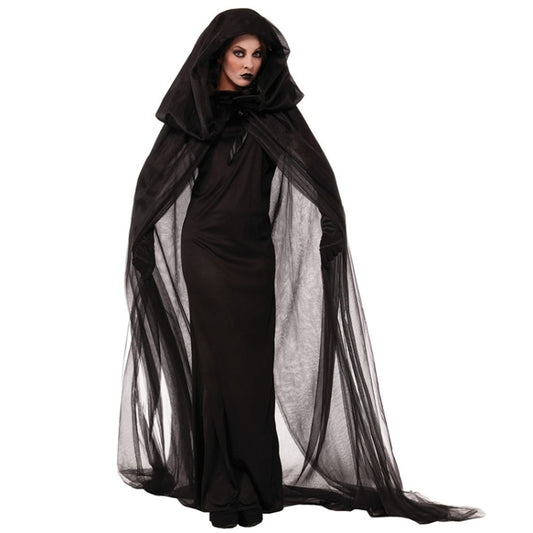 costume-di-halloween-notte-anima-errante-abito-da-fantasma-abito-da-strega-discoteca-servizio-rave-party-taglia-xl-busto-84-100-cm-abiti-lunghi-150-cm-lunghezza-mantello-227-cm-size-xl-adult - immagine 1
