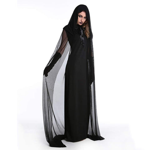Costume di Halloween Notte Anima errante Abito da fantasma Abito da strega Discoteca Servizio rave party, Taglia:XL, Busto: 84-100 cm, Abiti longhi: 150 cm, Lunghezza mantello: 227 cm, Taille: XL Adulte