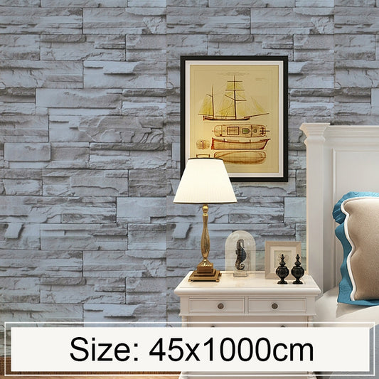 Stucco Brick Creative 3D Stone Brick Decorazione Carta da parati Adesivi Camera da letto Soggiorno Parete Carta da parati impermeabile Rotolo, Dimensioni: 45 x 1000 cm, Stucco brick