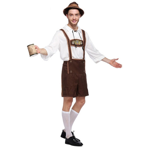 Costume di Halloween Uomo Costume da birra Oktoberfest Abiti stile inglese Performance sul palco Abbigliamento cosplay, Taglia:L, Busto: 100 cm, Girovita: 99 cm, Lunghezza vestiti: 69 cm, Pantaloni longhi: 50 cm, Taille: L Adulte