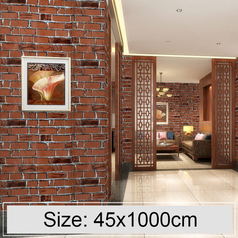 Carta da Parati Adesiva 3D Pietra Mattone Coffee Brick -