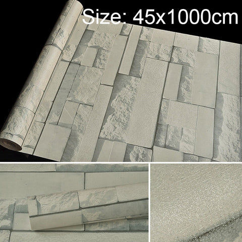 Qingyun Stone Creative 3D Stone Brick Decorazione Carta da parati Adesivi Camera da letto Soggiorno Parete Carta da parati impermeabile Rotolo, Dimensioni: 45 x 1000 cm, Qingyun Stone