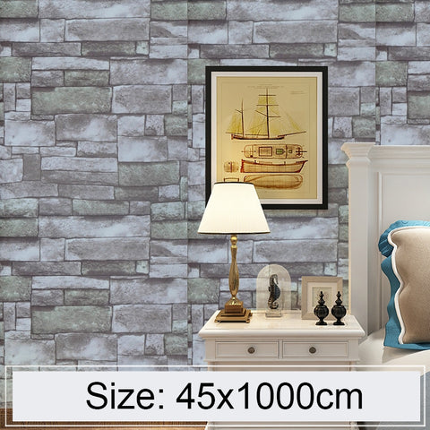 Qingshi Creativo 3D Pietra Decorazione di mattoni Carta da parati Adesivi Camera da letto Soggiorno Parete Carta da parati impermeabile Rotolo, Dimensioni: 45 x 1000 cm, Qingshi