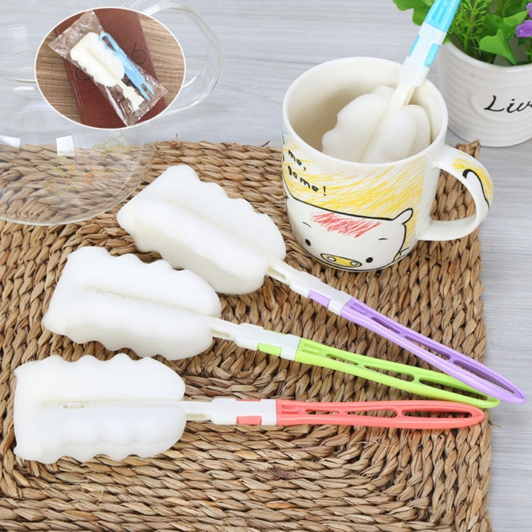 10 PCS Removable Handle Sponge Cleaning Cup Brushes Wash Cup Brush for Glass Milk Bottle / Coffee Cup / Glass Cup, Size: 25.5x6cm, Random Color Delivery...