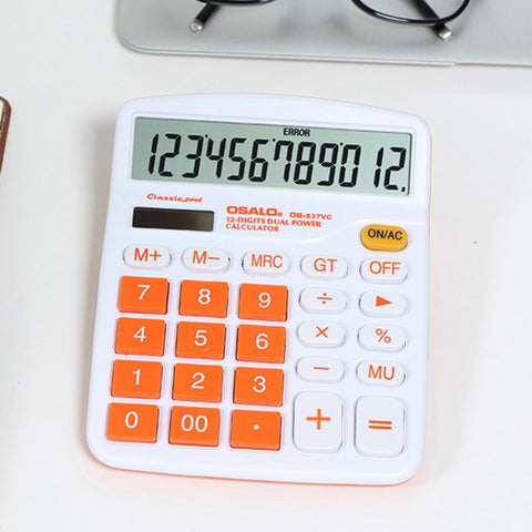 OSALO OS-837VC Calculatrice de table colorée à 12 cifre Calculatrice à double alimentation pour l'énergie solaire