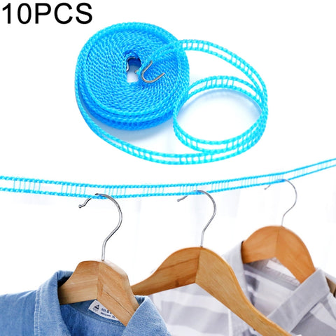 10 pezzi di corde per stendibiancheria antivento per esterni, interni, casa, viaggi, campeggio, uso per asciugare la biancheria, lunghezza: 3 m, consegna colore casuale, 1333 Length: 3m