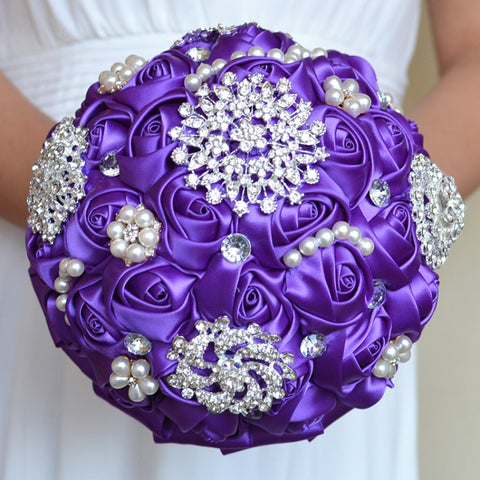 Matrimonio Holding Perla Diamanti Fiori Bouquet da sposa Accessori Damigella d'onore Strass Decorazione di nozze per feste, Diametro: 20 cm, D453, D453 Milk White + White, D453 Milk White