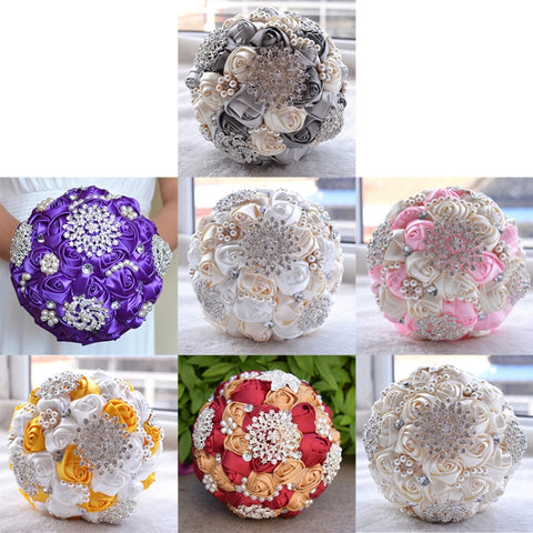 Matrimonio Holding Perla Diamanti Fiori Bouquet da sposa Accessori Damigella d'onore Strass Decorazione di nozze per feste, Diametro: 20 cm, D453, D453 Milk White + White, D453 Milk White