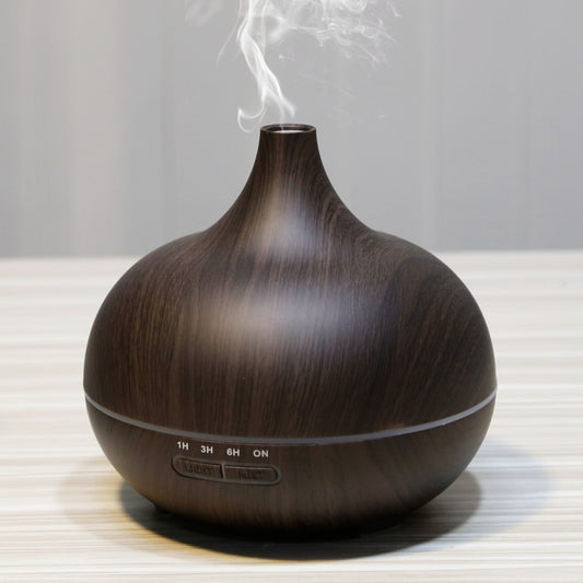 Umidificatore purificatore d'aria per aromaterapia con venature del legno W350 14W 300ML con luce LED per ufficio/casa, W350 Coffee, W350 Brown