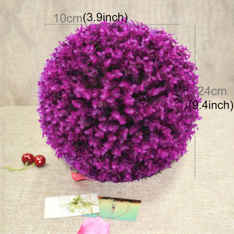 Ornamento da appendere per la decorazione esterna della casa, dell'albero della palla di piante di eucalipto viola artificiale, diametro: 9,5 pollici, 9.5 pollici