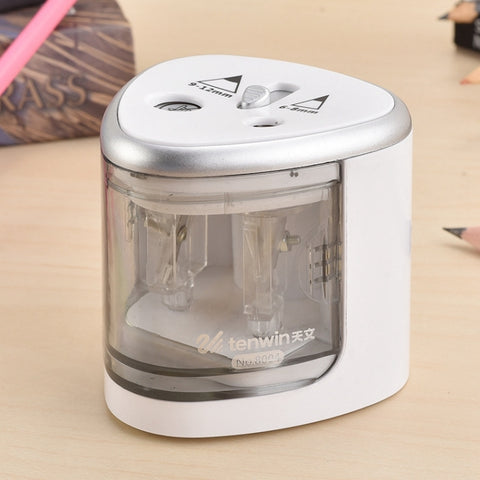 Temperamatite elettrico colorato a batteria a doppio slot per cancelleria per ufficio e scuola, consegna casuale dei colori, Dual Slots Electric Sharpener