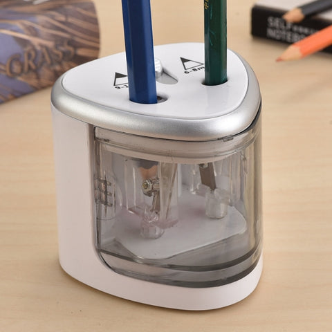 Temperamatite elettrico colorato a batteria a doppio slot per cancelleria per ufficio e scuola, consegna casuale dei colori, Dual Slots Electric Sharpener
