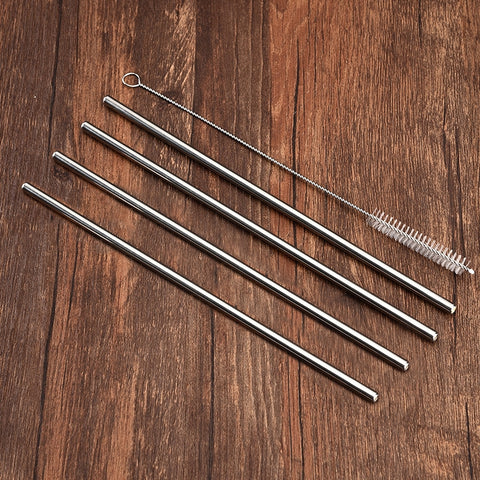 Set di 4 cannucce riutilizzabili in acciaio inox con kit di pulizia