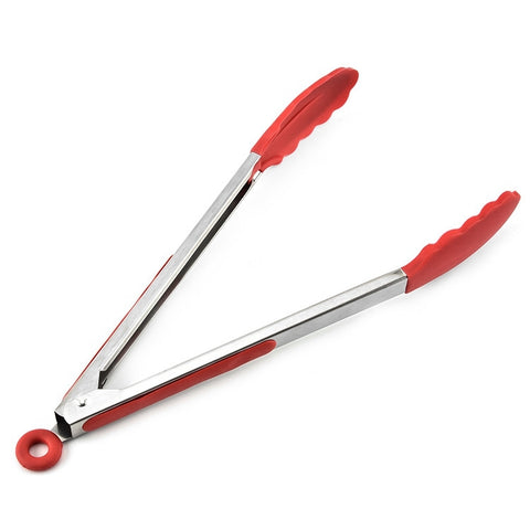 Utensili da cucina per pinze per barbecue per pane, barbecue, in silicone antiscivolo da 9 pollici, 9 inch Black, 9 inch Red