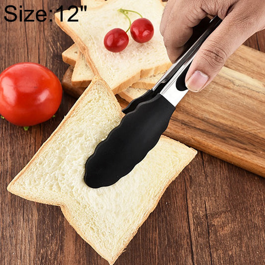 Utensili da cucina per pinze per barbecue per pane, barbecue, in silicone antiscivolo da 12 pollici, 12 inch Black, 12 inch Red