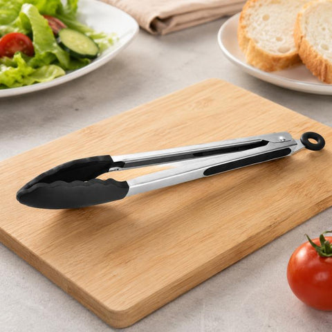Utensili da cucina per pinze per barbecue per pane, barbecue, in silicone antiscivolo da 12 pollici, 12 inch Black, 12 inch Red