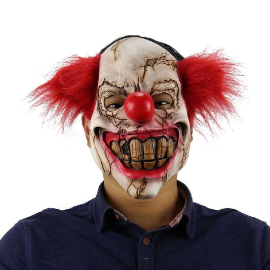 Maschera di clown calvo in lattice per Halloween e feste a tema