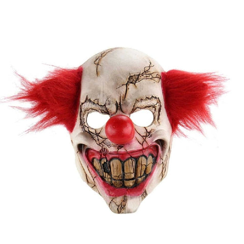 Maschera di clown calvo in lattice per Halloween e feste a tema