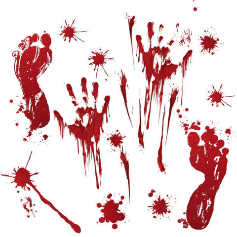 Adesivi Murali Halloween: Impronte di Mani e Sangue in PVC - Consegna