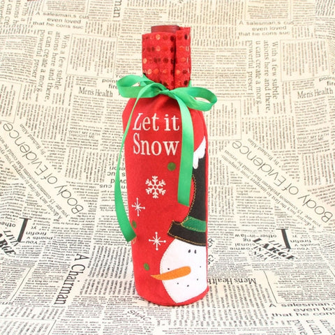 Borsa per bottiglia di vino champagne con decorazione per la tavola di Natale con pupazzo di neve, Snowman 1