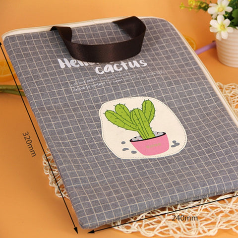 Sac pour documents en tissu imperméable et anti-pollution avec motif cactus Sac pour archives portable pour données avec cernier, consigné dans un style décontracté, P156