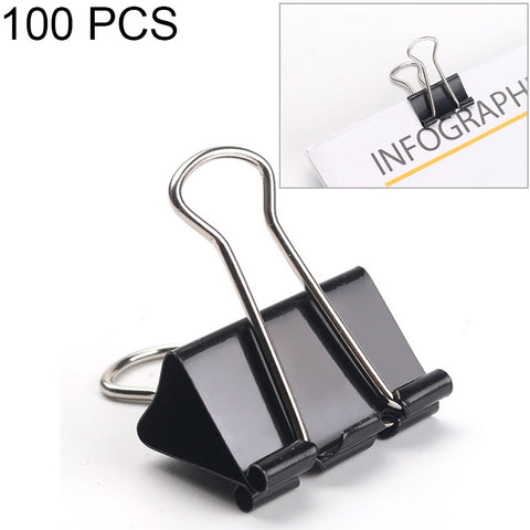 100 clip en metallo nero da 19 mm par note, clip par carta da lettera, rilegatura per ufficio, 100PCS / 19mm