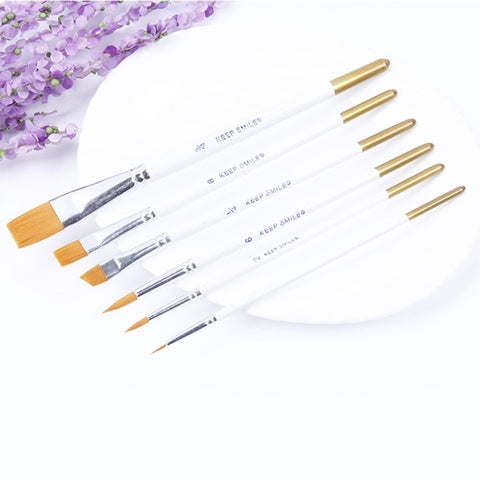6 in 1 set di pennelli per pittura a olio per artisti, capelli in nylon, manico in legno, acrilico, acquerello, punta a punta, penna da disegno, Pointed Tip Drawing Pen - Novalix Store