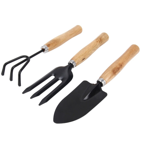 Rastrello Pala Cazzuola de scavo 3 in 1 Manico in legno Testa in metallo Mini Attrezzo per piante da giardino Attrezzo da giardinaggio Attrezzi per fiori da giardino Attrezzi da giardino Set combinato, Plant Tool 3