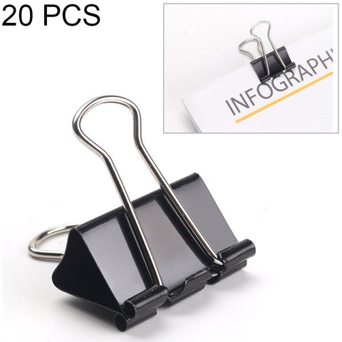 20 pz 51 mm clip in metallo nero note lettera graffetta per ufficio rilegatura, 20PCS / 51mm - Novalix Store