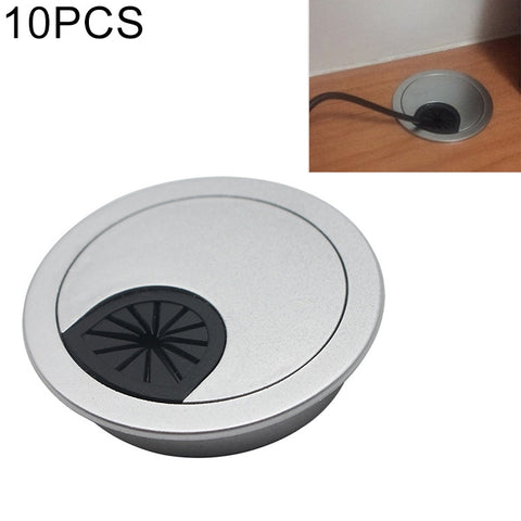 Copriforo per scatola di filettatura rotonda in plastica da tavolo per computer da scrivania da 10 pezzi, diametro del foro: 53 mm, 53mm
