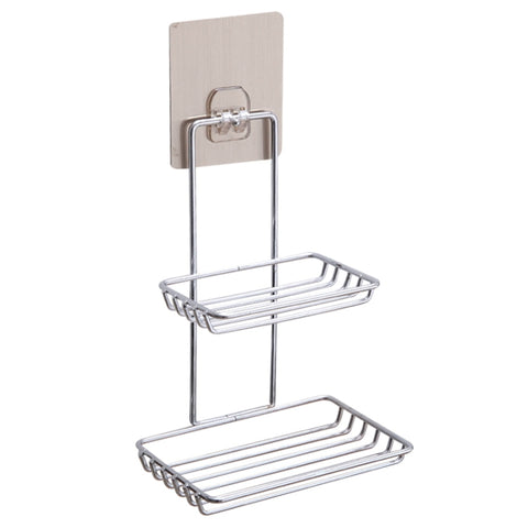 Mensola da bagno doppio strato in acciaio inox con porta sapone,