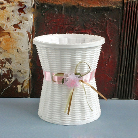Vasi da fiori in plastica Vasi da fiori di medie dimensioni Moda Balcone Fioriera da giardino Decorazione per la casa, Consegna casuale dei colori del nastro, Floral Vase 3