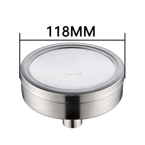Soffione doccia con getto superiore pressurizzato tondo in acciaio inossidabile 304 rimovibile e lavabile, dimensioni: 118 mm, Pattern D