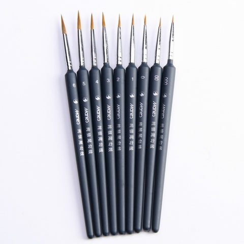 9 pezzi/set Materiali artistici Pennello per capelli da donnola Pennello per linea con gancio per acquerello Raffigura la penna per pittura a olio con penna per bordi, Oil Painting Pen