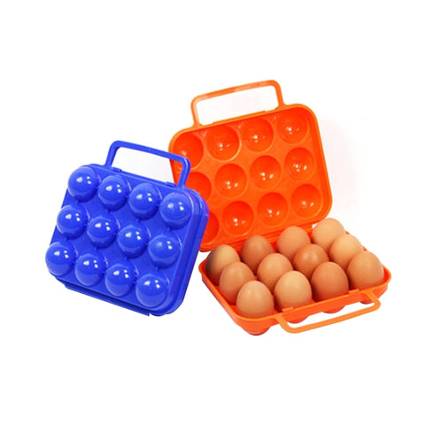 Custodia portaoggetti portatile per uova da 12 griglie, vassoio portaoggetti, protezione infrangibile a prova di schiacciamento per picnic, escursionismo all'aperto, consegna colore casuale, 12 Eggs