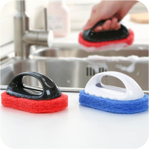 2 spazzole per pulizia a fondo duro in spugna decontaminante, spazzole per pulizia a secco e a umido per cucina/banco di cottura/bagno/vasca, consegna colore casuale, Dry and Wet Cleaning Brush - Novalix Store
