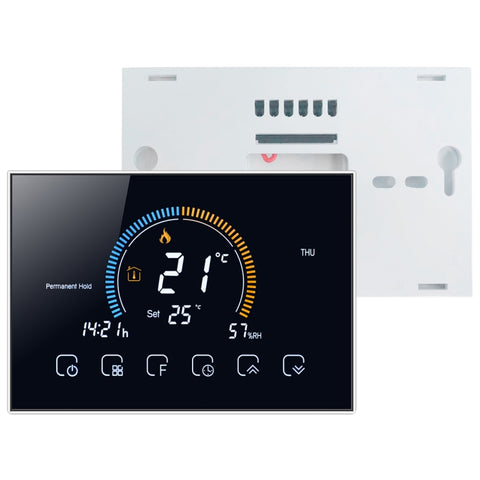 BHT-8000-GCLW Controllo del riscaldamento della caldaia ad acqua/gas Risparmio energetico e rispetto dell'ambiente Smart Home Display negativo Schermo LCD Termostato ambiente rotondo con WiFi, con WiFi Nero, con WiFi Bianco