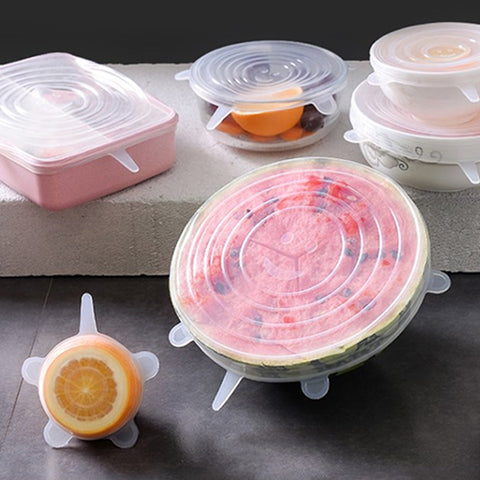 6 pezzi/set coperchi sigillanti in silicone per uso alimentare, Silicone Sealing Lids - Novalix Store