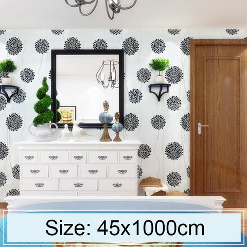 Pannello Decorativo 3D Palla di Fiori Neri per Carta da Parati -