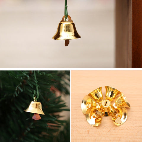 Forniture per decorazioni natalizie 10 in 1 per decorare l'albero di Natale Piccole campanelle, dimensioni: 2*2 cm, Campane Piccole Oro, Campane Piccole Argento