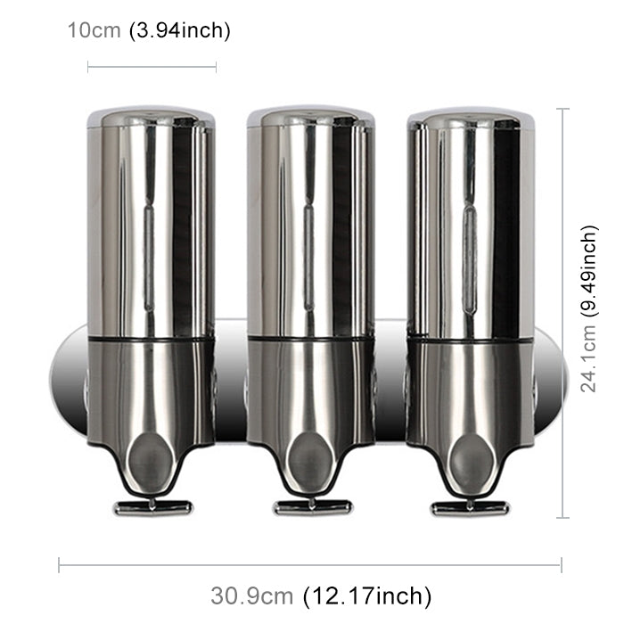 bottiglia-di-sapone-per-shampoo-liquido-per-lavaggio-a-parete-con-erogatore-manuale-per-doccia-tripla-per-hotel-capacita-1200-ml-1200ml-stainless-steel - immagine 2