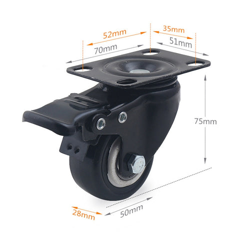 2 pezzi da 2 pollici per mobili, tavolino da caffè, ruota freno universale silenziosa, 2 inch Universal Brake Wheel - Novalix Store