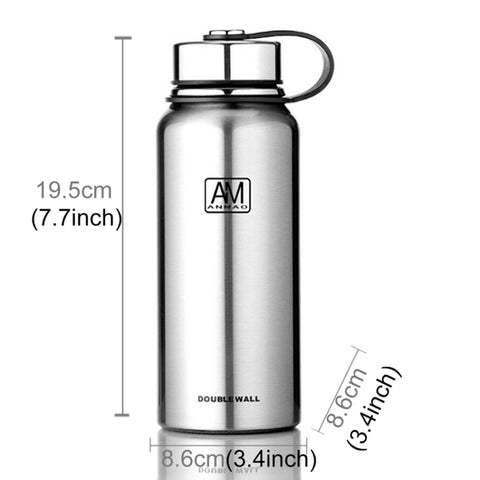 Bottiglia Sportiva 610 ml in Acciaio Inossidabile con Tazza Isolante