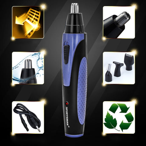 SPORTIVO Tagliacapelli elettrico ricaricabile quattro in uno per orecchie, naso, barba, viso, sopracciglia, tagliacapelli per uomo, spina americana (blu 110v), spina americana (blu)