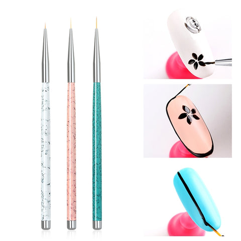 3 pezzi penna per disegno per unghie strumenti per punteggiare penna per disegno strumento intagliato accessori per nail art pennelli set di matite per unghie - Novalix Store