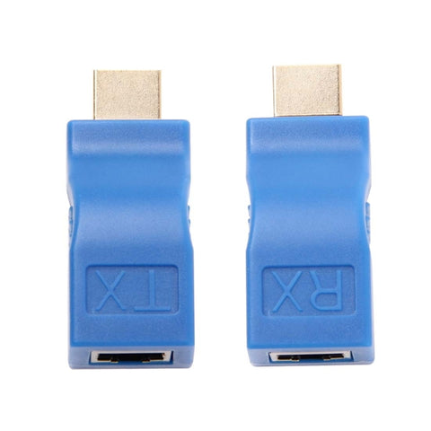 Adattatore extender da HDMI a RJ45 (ricevitore e trasmettitore) con cavo Cat-5e/6, distanza di trasmissione: 30 m, Single RJ45 Blue
