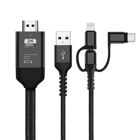Cavo Micro USB 3 in 1 + USB-C/Tipo-C + 8 pin a HDMI HDTV