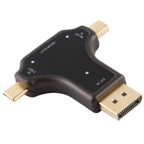 Adattatore DisplayPort D63A + Mini DP + UCB-C / Type-C maschio a HDMI femmina 3 in 1, D63A